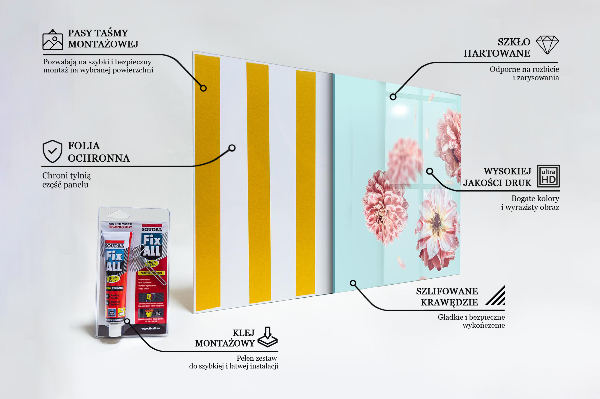 Paneles de vidrio para la cocina Composición de flores en vuelo.