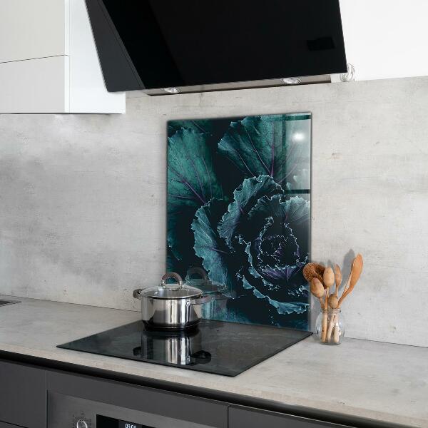 Paneles de vidrio para la cocina Hojas de col verde oscuro