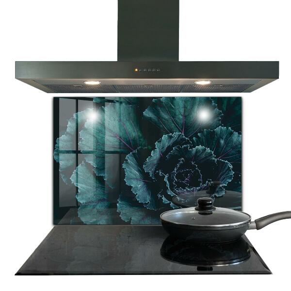 Paneles de vidrio para la cocina Hojas de col verde oscuro