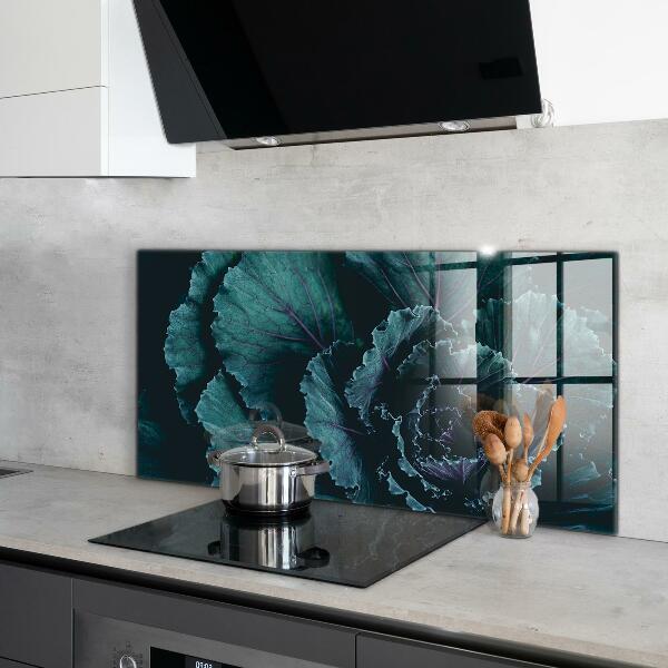 Paneles de vidrio para la cocina Hojas de col verde oscuro