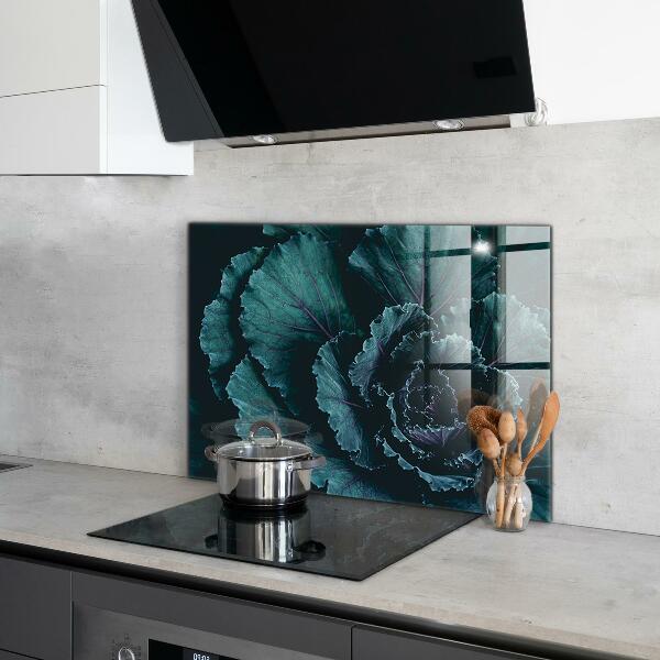 Paneles de vidrio para la cocina Hojas de col verde oscuro