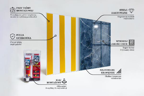 Paneles de vidrio para la cocina Textura de mármol azul