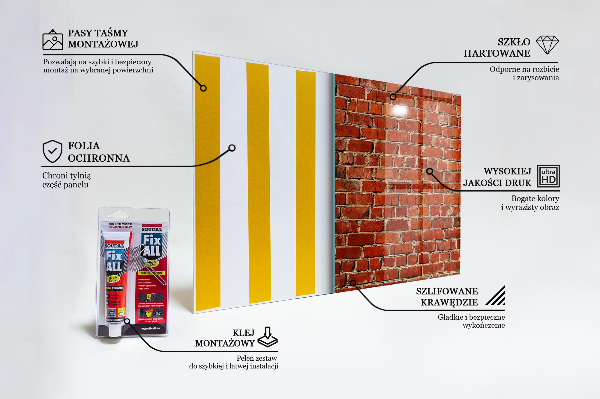 Paneles de vidrio para la cocina Pared de ladrillo natural