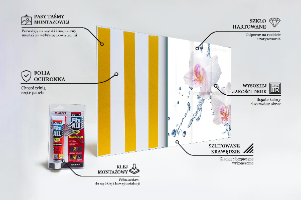 Paneles de vidrio para la cocina Orquídea rociada con agua
