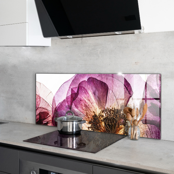 Paneles de vidrio para la cocina Detalles de flores delicadas