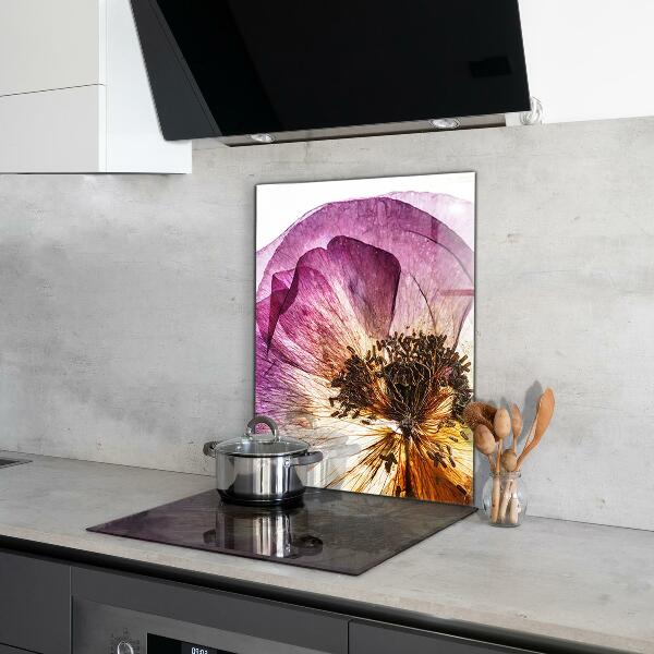 Paneles de vidrio para la cocina Detalles de flores delicadas