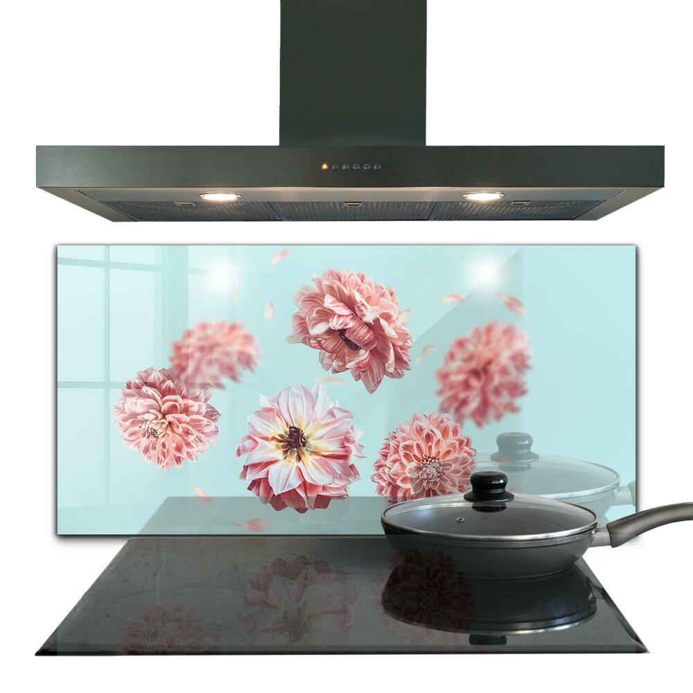 Paneles de vidrio para la cocina Composición aérea de flores