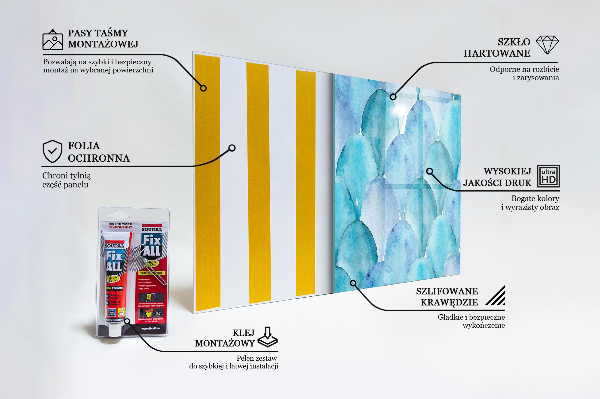 Paneles de pared Patrón de escalas de acuarela azul