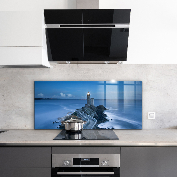 Paneles de vidrio para la cocina Faro al anochecer