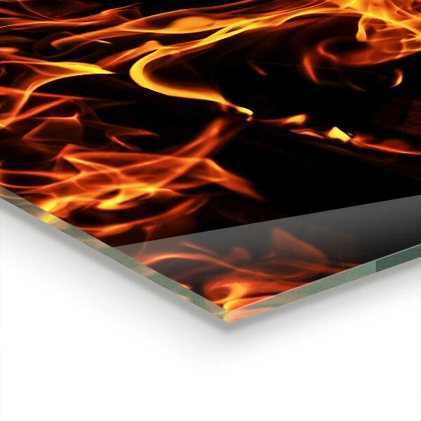 Paneles de vidrio para la cocina Llamas calientes de una fogata