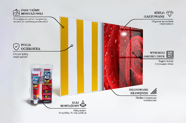 Paneles de pared Gotas de rocío sobre una rosa roja