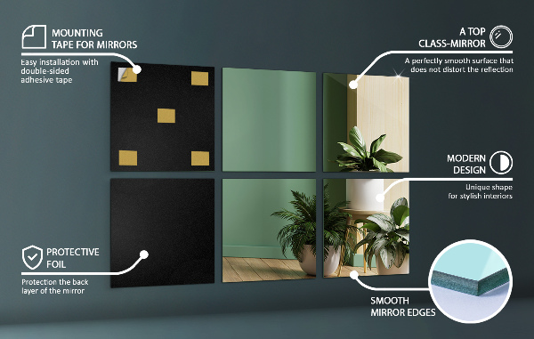 Azulejos espejo 6 ud 16x16 cm