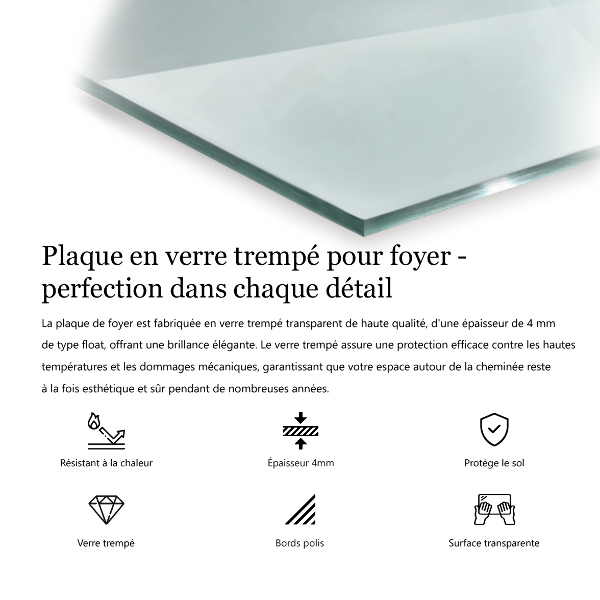 Placa de vidrio para chimenea h40