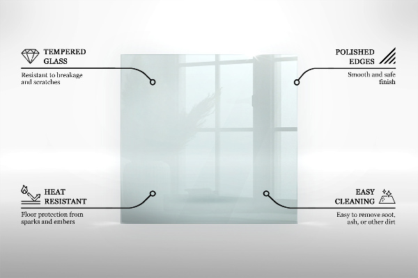 Placa de vidrio para chimenea h40