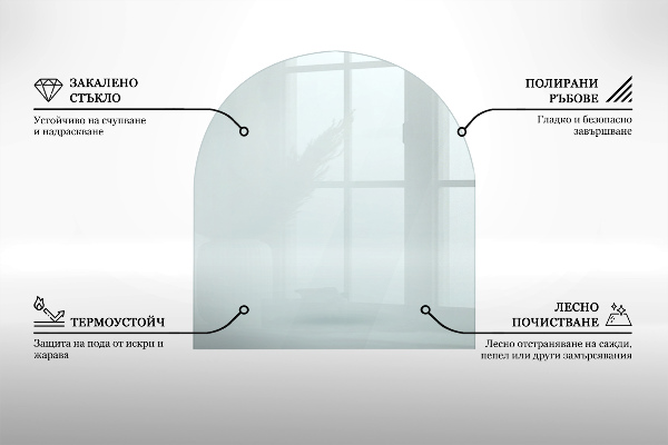 Placa de vidrio para chimenea 80x70 cm