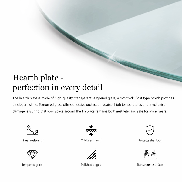 Placa de vidrio para chimenea 80x70 cm