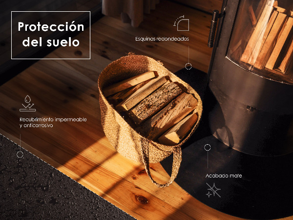 placa protectora de suelo para estufa de chapa negra 80x70 cm
