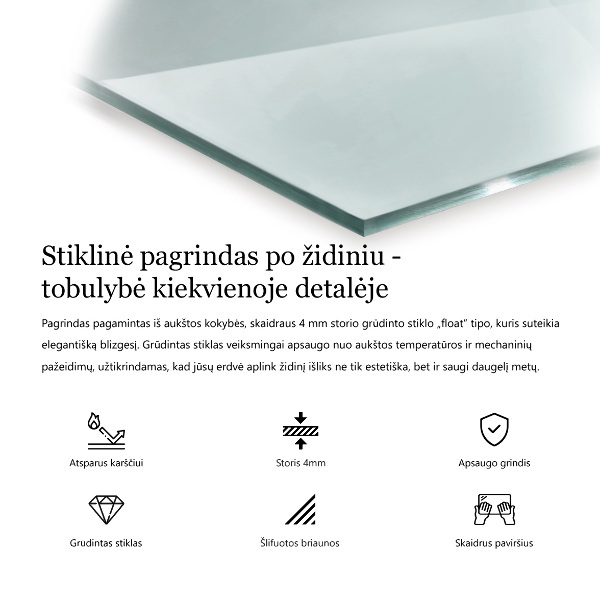 Placa de vidrio para chimenea 120x60 cm