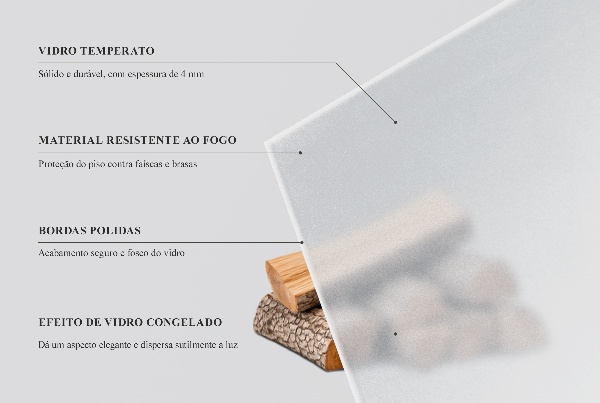 Placa de vidrio para chimenea semitransparente 100x70 cm