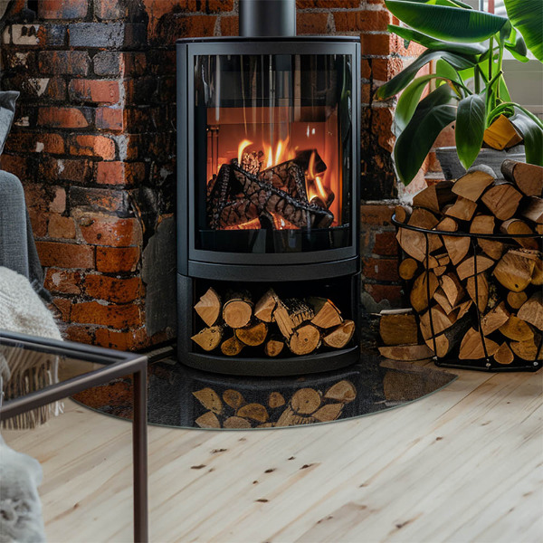 Cuarto de círculo protector suelo para estufa de leña Textura de piedra natural