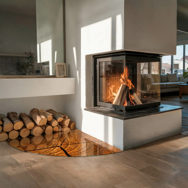 Cuarto de círculo protector de suelo para estufa Veta de la madera en sección transversal