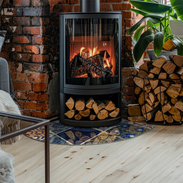 Cuarto de círculo protector de suelo para estufa Patrones de baldosas cerámicas