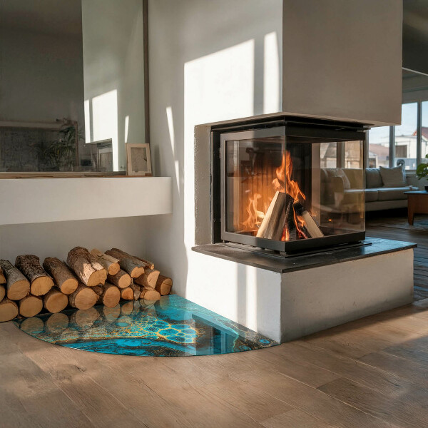 Cuarto de círculo placa protección suelo estufa Patrón orgánico abstracto