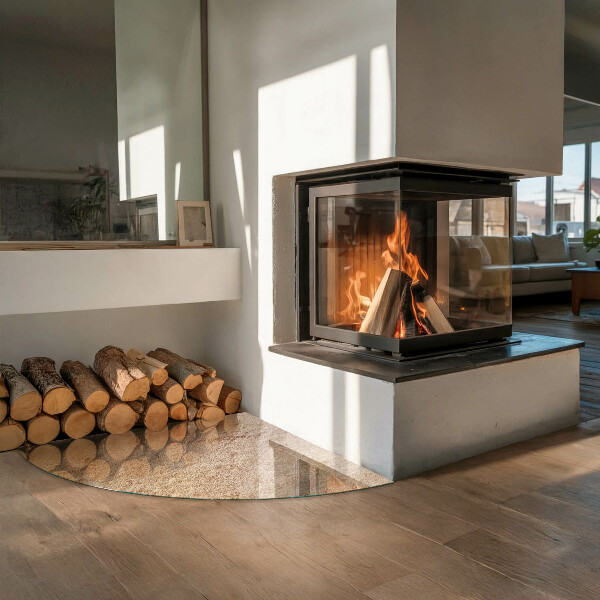 Cuarto de círculo protector suelo para estufa de leña Textura de piedra natural