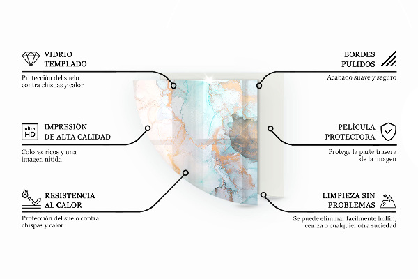 Cuarto de círculo protector suelo para estufa de leña Patrón de mosaico decorativo