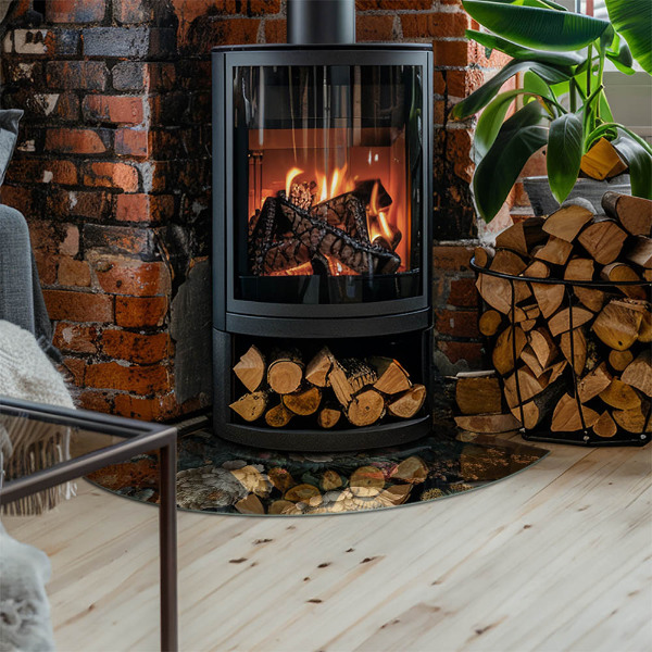 Cuarto de círculo protector de suelo para estufa Patrón floral con mariposas