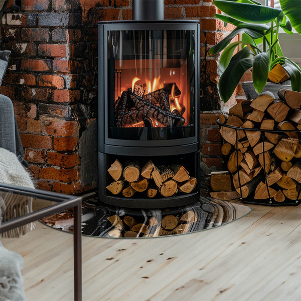 Cuarto de círculo placa protección suelo estufa Ondas y líneas abstractas