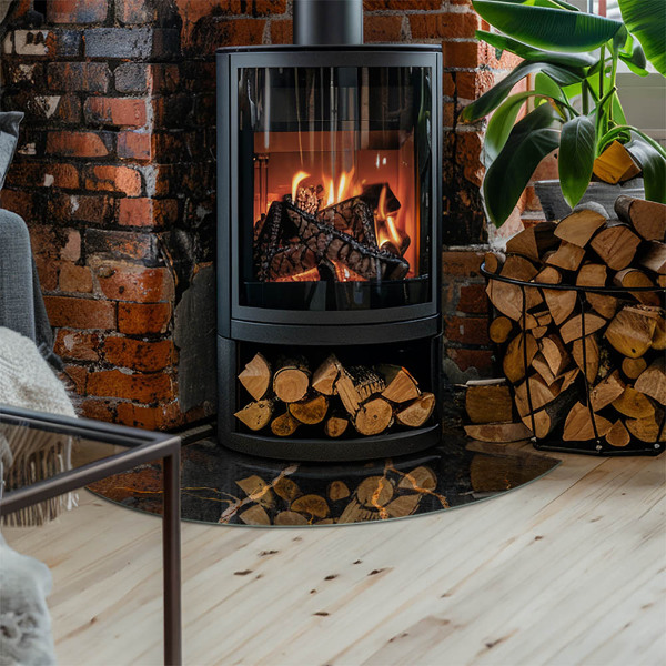 Cuarto de círculo placa protección suelo estufa Mármol elegante con vetas