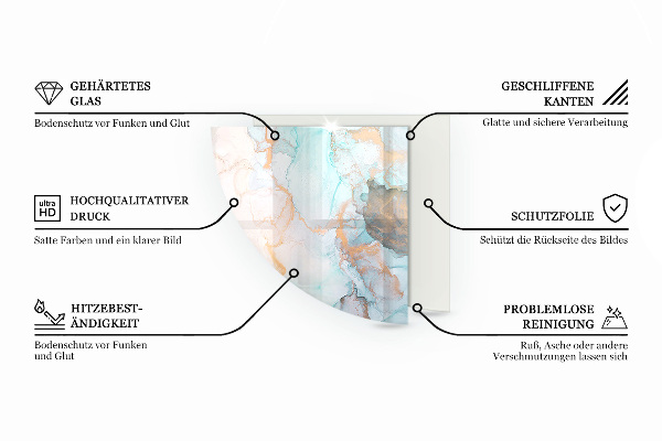 Cuarto de círculo protector suelo para estufa de leña Color del mar
