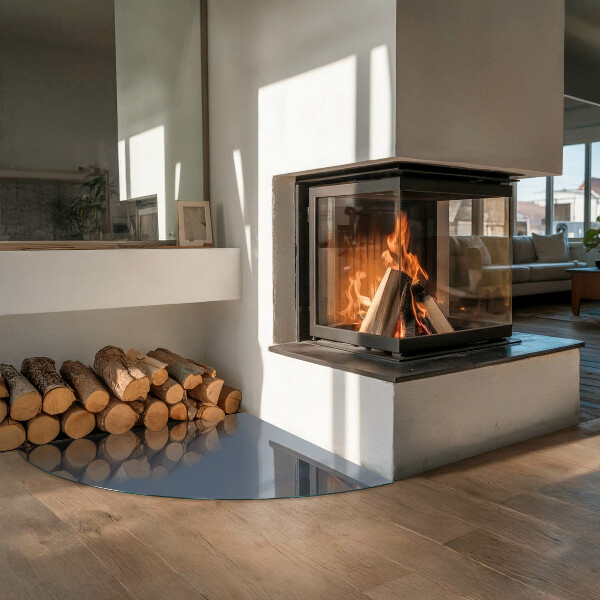 Cuarto de círculo protector suelo para estufa de leña Color Azul oscuro