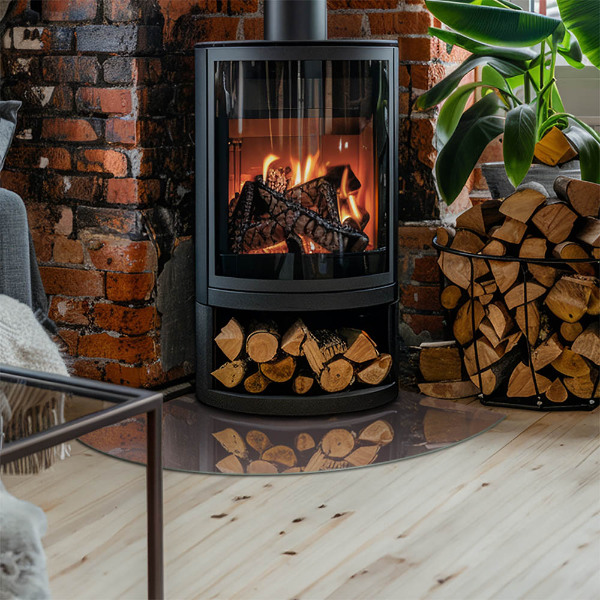 Cuarto de círculo placa protección suelo estufa Color beige