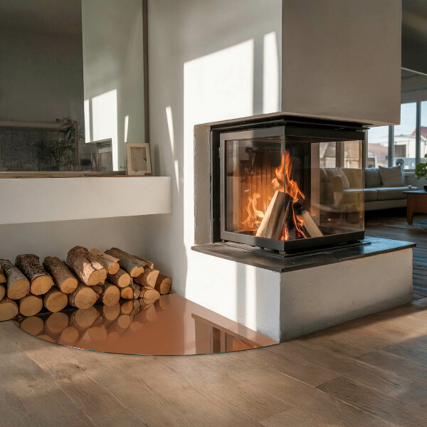 Cuarto de círculo placa protección suelo estufa Color marrón