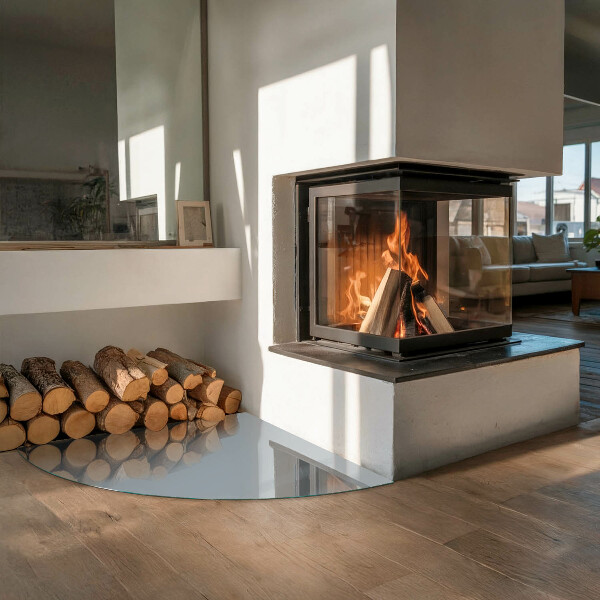 Cuarto de círculo protector suelo para estufa de leña Color gris