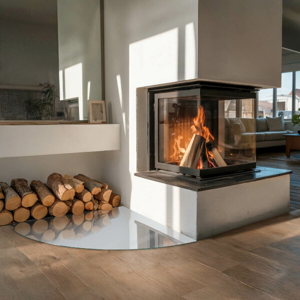 Cuarto de círculo placa protección suelo estufa Color gris