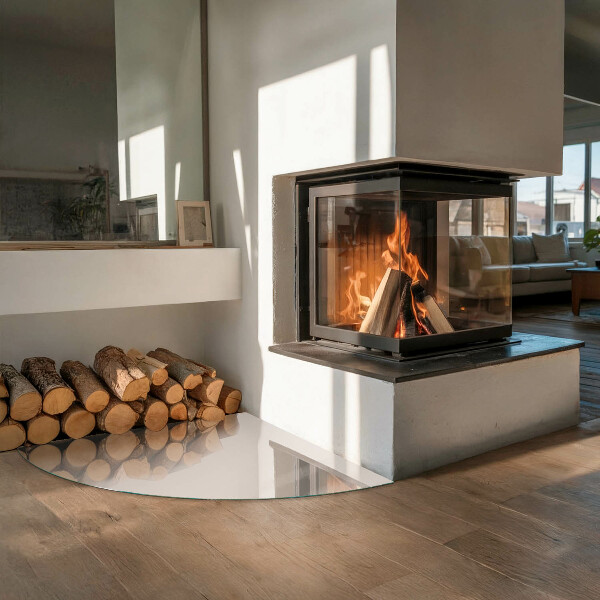 Cuarto de círculo placa protección suelo estufa Color rosa pálido