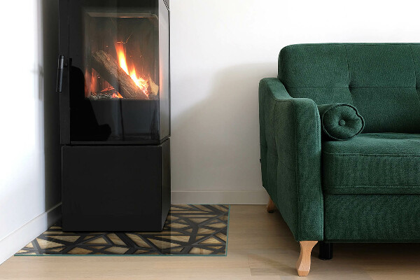 Cuadrada protector suelo para estufa de leña Geometría con madera