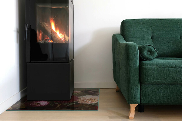 Cuadrada placa protección suelo estufa Ramo de flores en detalle