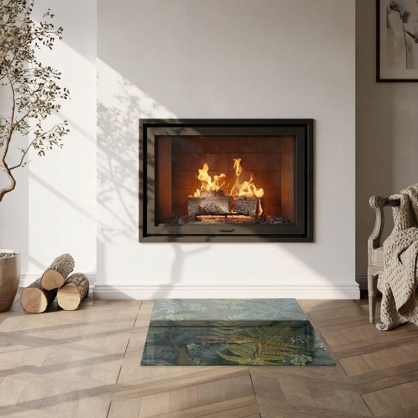 Cuadrada protector suelo para estufa de leña Motivos vegetales con mariposas