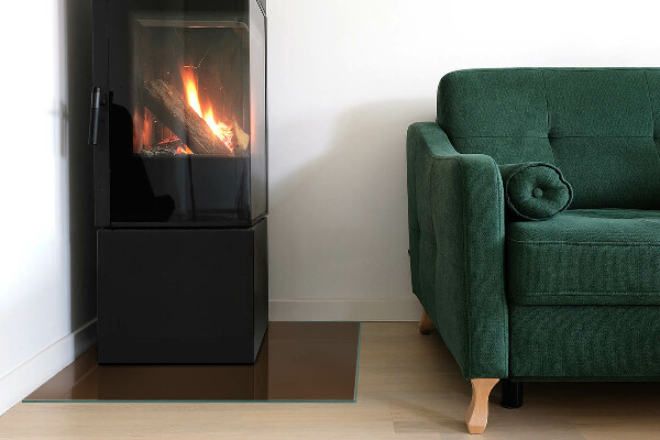 Cuadrada placa protección suelo estufa Color marrón