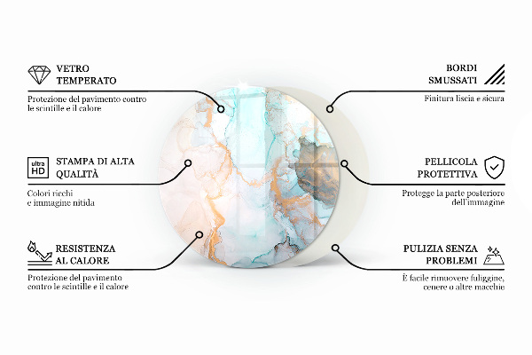 Redonda placa de vidrio para chimenea Patrón de estructura de mármol