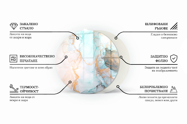 Redonda placa de vidrio para chimenea Tablas de estilo rústico