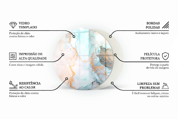 Redonda placa de vidrio para chimenea Textura de la superficie de la piedra