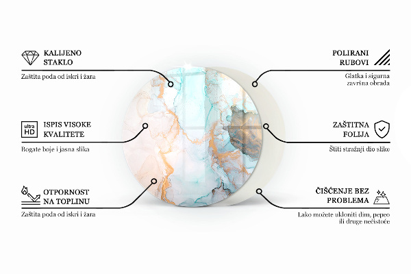 Redonda placa de protección para estufa Ondas y líneas abstractas