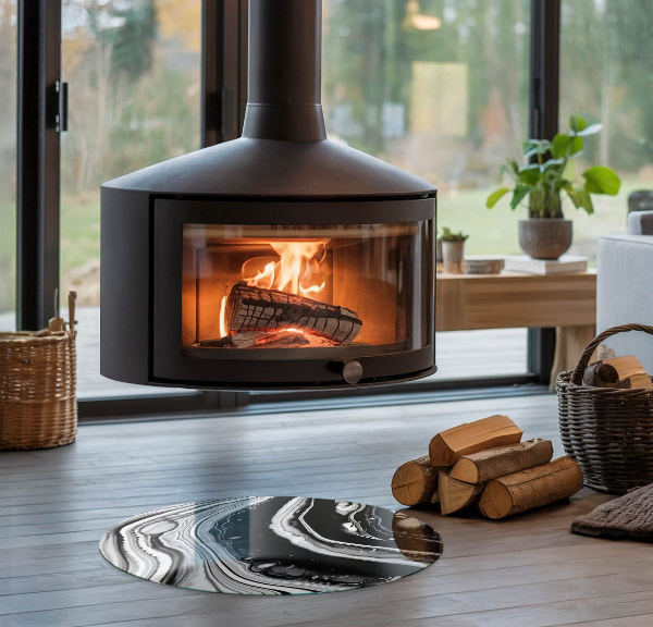 Redonda placa de protección para estufa Ondas y líneas abstractas