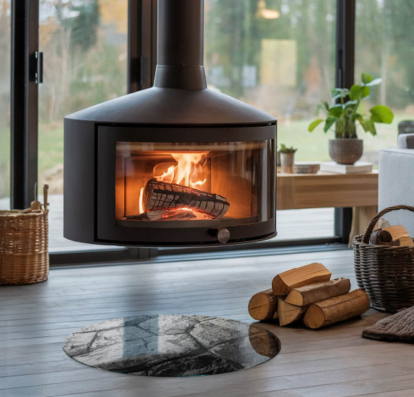 Redonda placa protectora suelo estufa Patrón de piedra natural