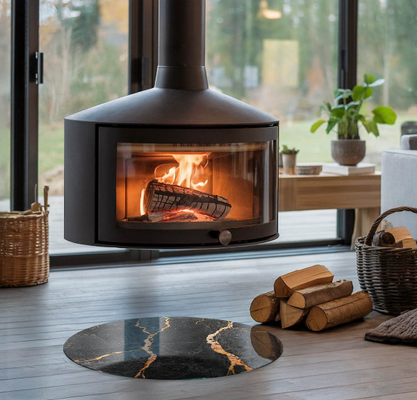 Redonda placa de protección para estufa Mármol elegante con vetas